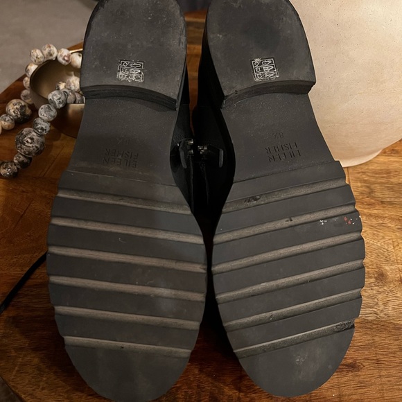 Eileen Fisher Black Leather Combat Boots - Picture 5 of 12